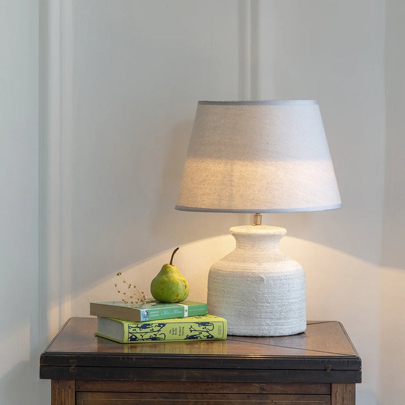 Cream Stoneware Table Lamp W/Shade