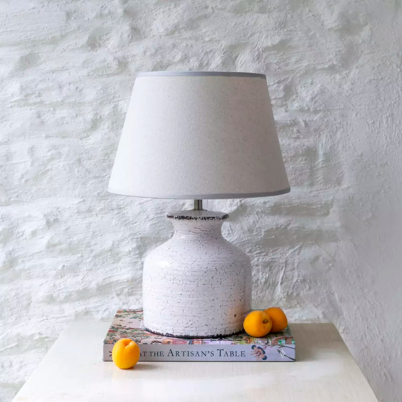 Rustic White Ceramic Lamp W/Shade