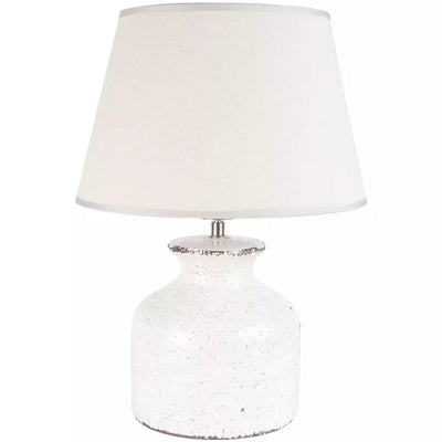 Rustic White Ceramic Lamp W/Shade