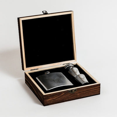 Leather Hip Flask & Cup Set