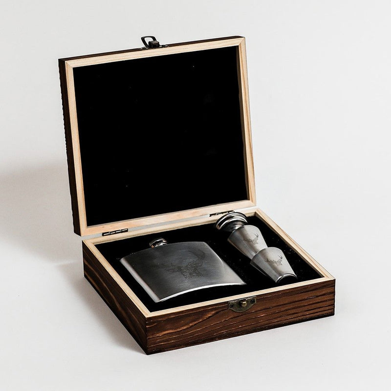Leather Hip Flask & Cup Set