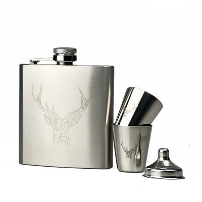 Leather Hip Flask & Cup Set