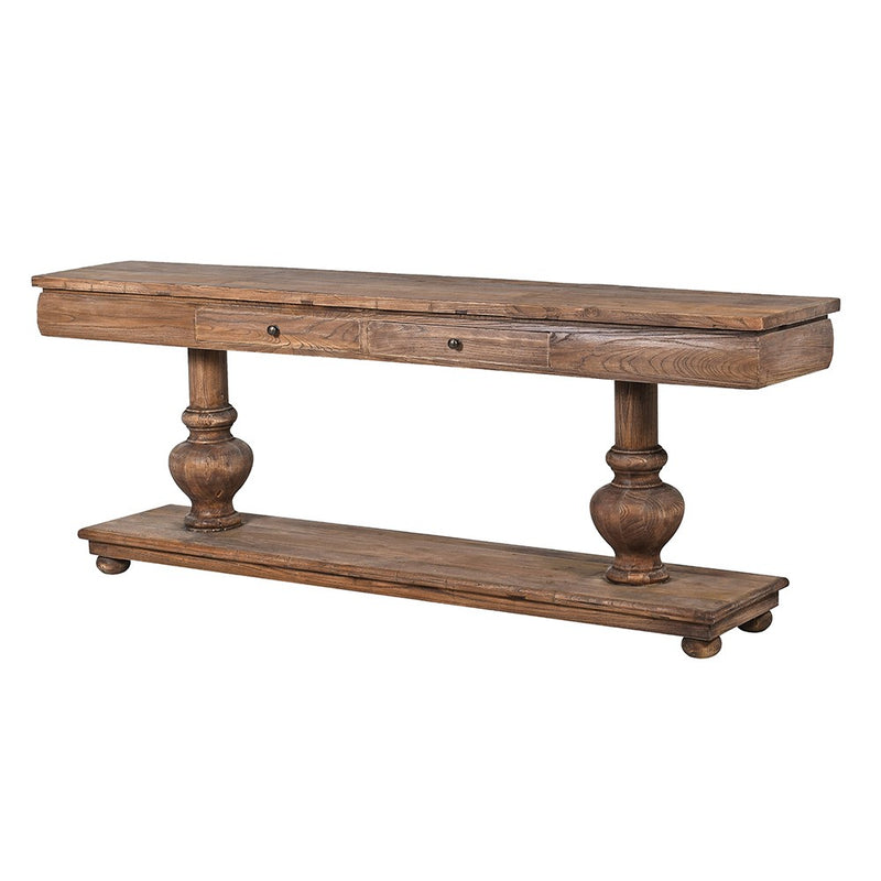 Reclaimed Elm Console Table with Drawers