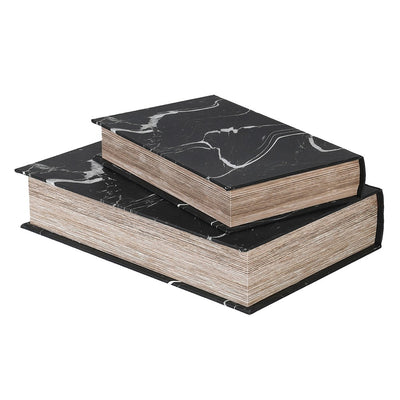 S/2 Black Marble Effect Book Boxes
