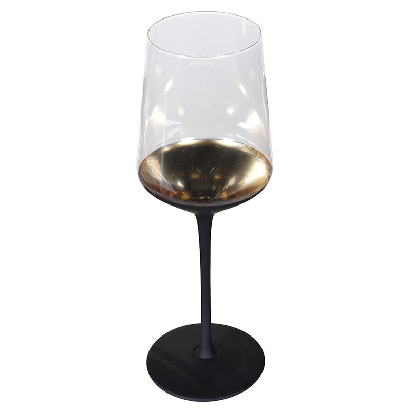 Black Stem Red Wine Glass