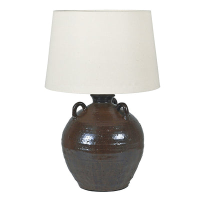 Black Urn Table Lamp With Linen Shade