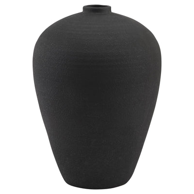 Matte Black Tall Textured Vase