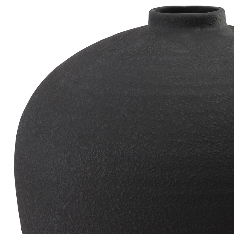 Matte Black Tall Textured Vase