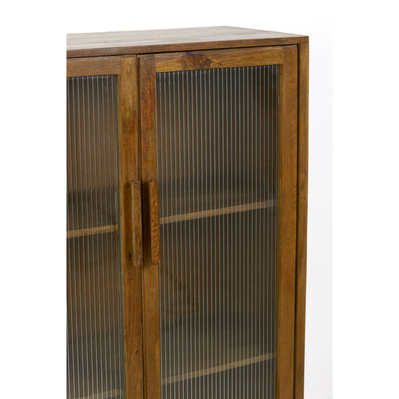 Mango Wood Glass Ribbed Cabinet