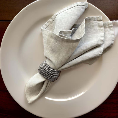 Beaded Napkin Ring Steel Grey