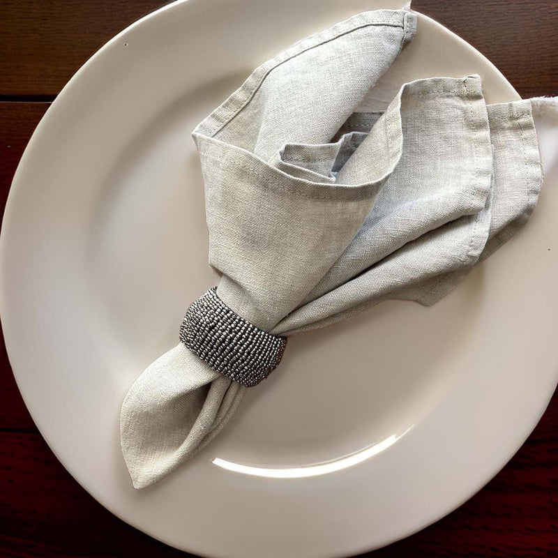Beaded Napkin Ring Steel Grey