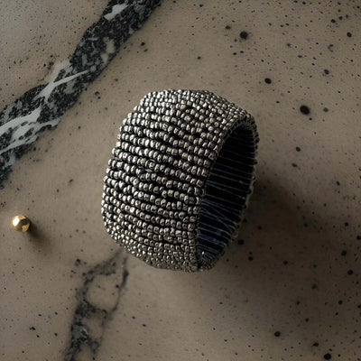 Beaded Napkin Ring Steel Grey