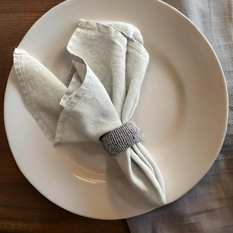 Beaded Napkin Ring Steel Grey