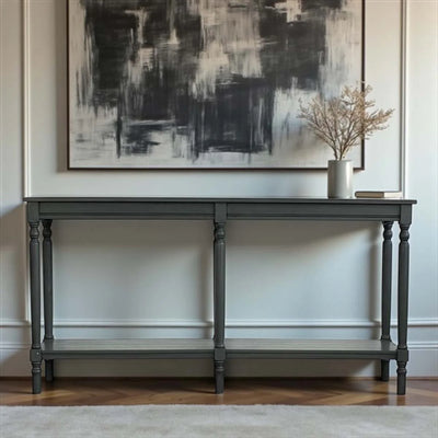 Large Matte Charcoal Console Table
