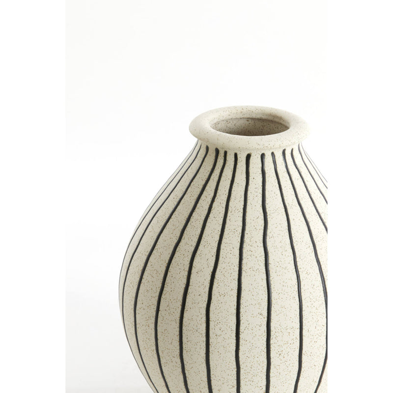 DOTSO Small Black & White Striped Vase