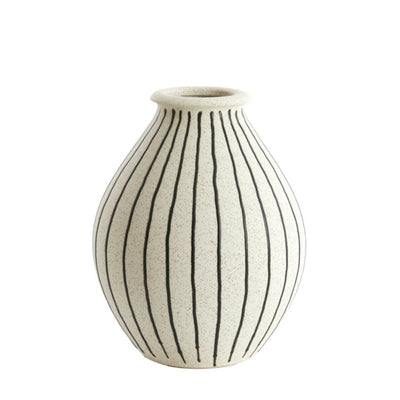 DOTSO Small Black & White Striped Vase