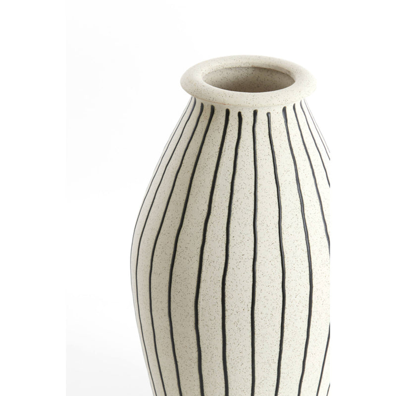 DOTSO Large Black & White Striped Vase