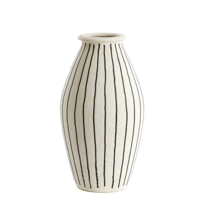 DOTSO Large Black & White Striped Vase