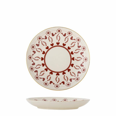 Red Christmas Motif Stoneware Plate
