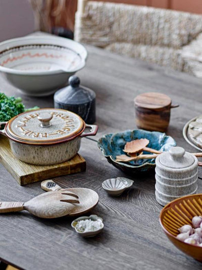 Grey Stoneware Camembert Dish with Wooden Knife