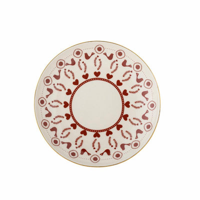 Red Christmas Motif Stoneware Plate