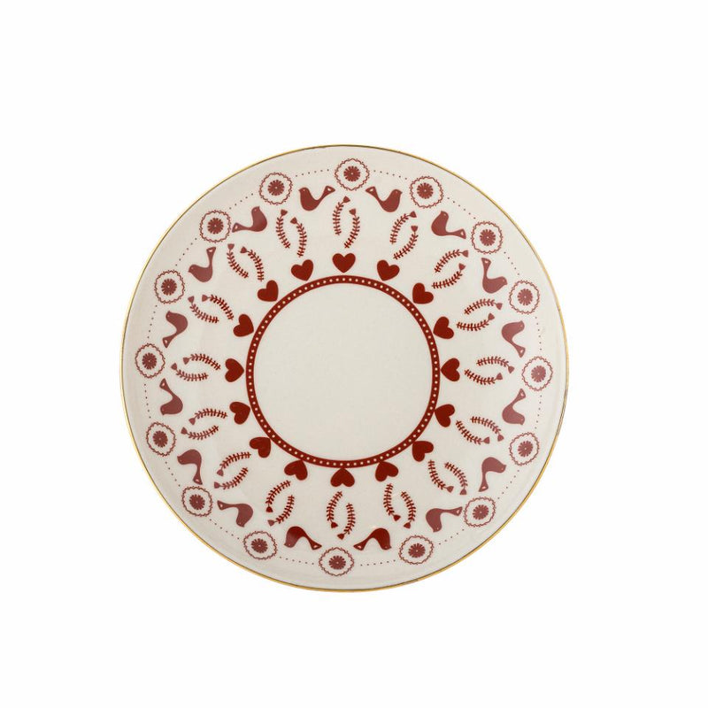 Red Christmas Motif Stoneware Plate