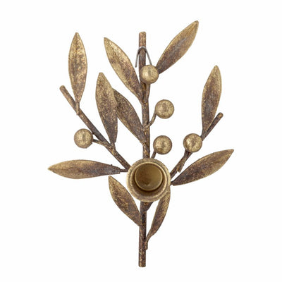 Aged Gold Mistletoe & Berries Candle Holder