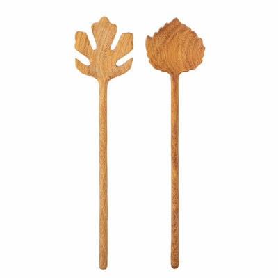 Leaf Shape Wooden Salad Servers