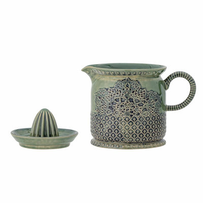 Green Glaze Patterned Lemon Juicer