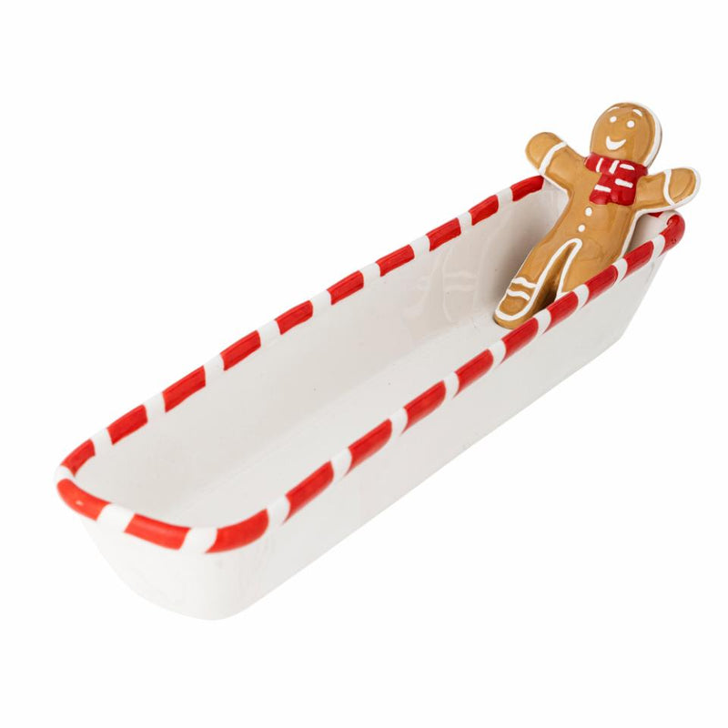 Oblong Ceramic Gingerbread Bowl