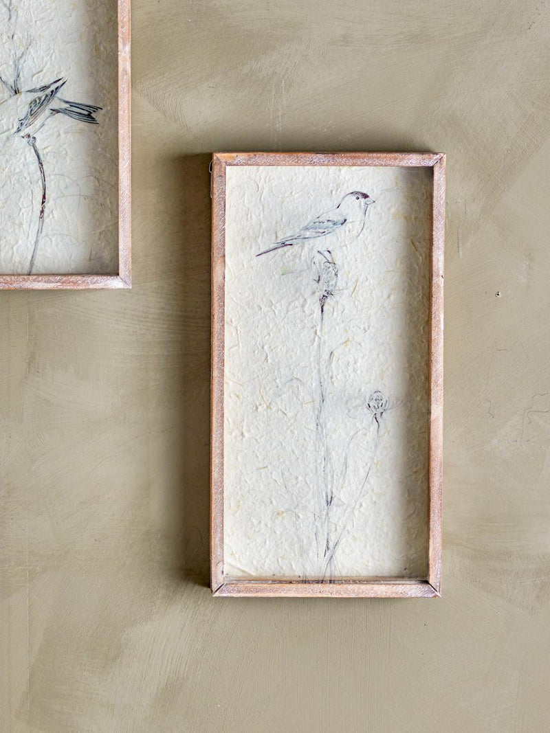 No.1 Bird Illustration In Wood Frame