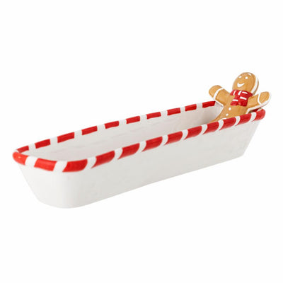Oblong Ceramic Gingerbread Bowl