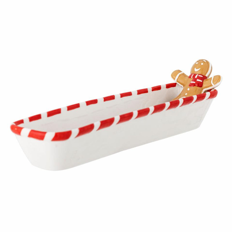 Oblong Ceramic Gingerbread Bowl