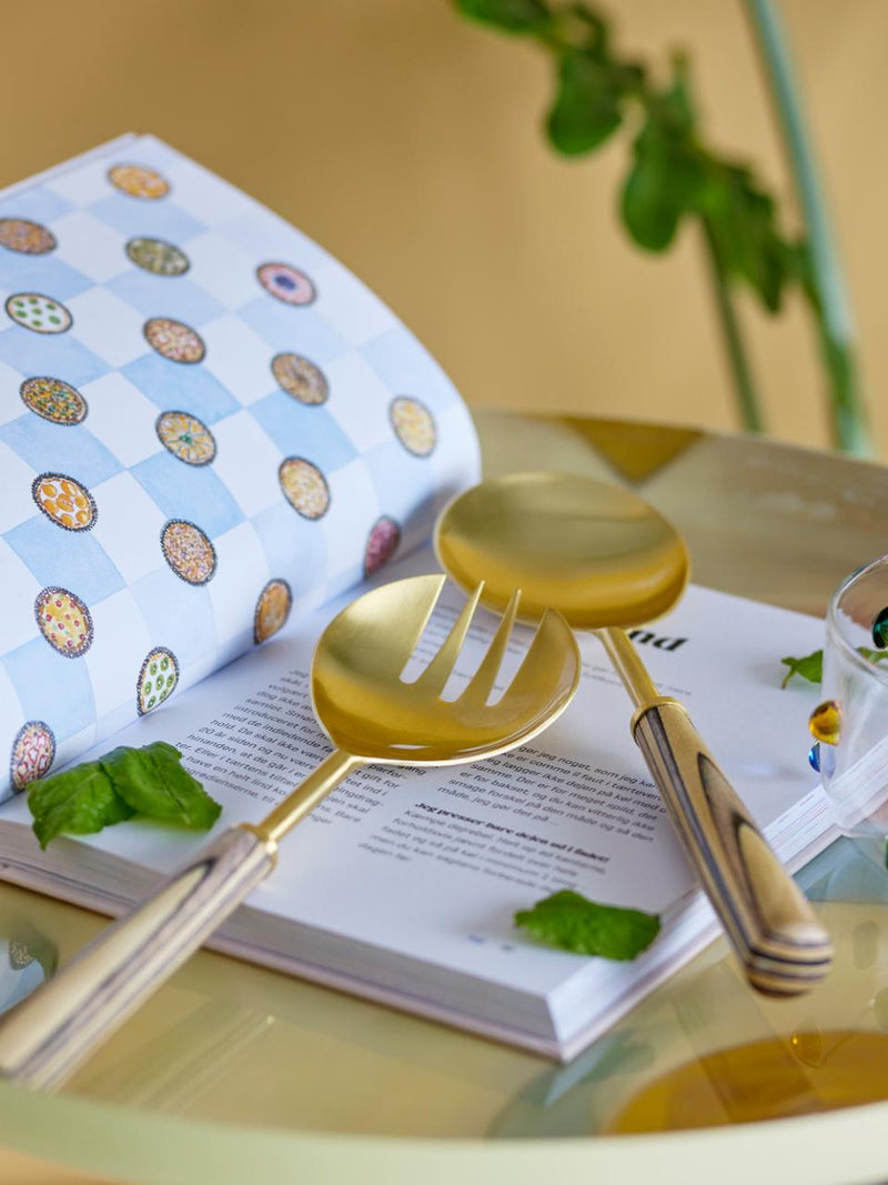 S/2 Gold Finish Salad Servers