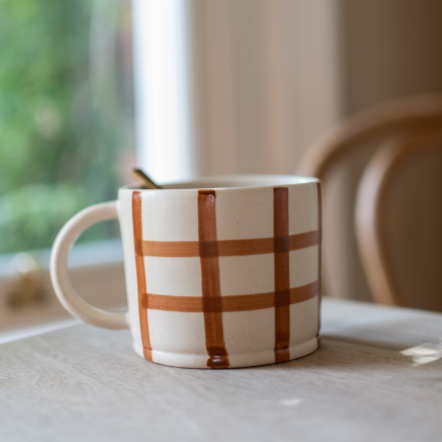 Gingham Check Mug- Ginger