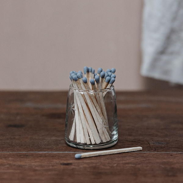 Glass Star Etched Match Pot