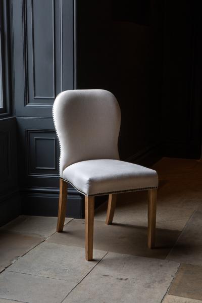 Natural Linen Studded Dining Chair