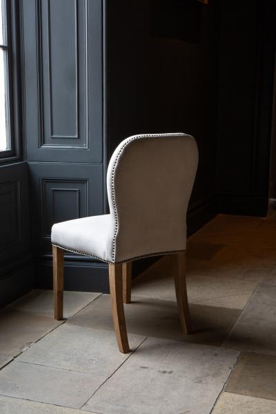 Natural Linen Studded Dining Chair