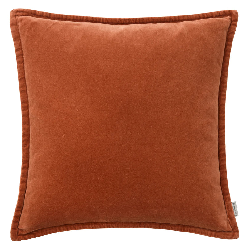 50x50 Piped Orange Velvet Cushion