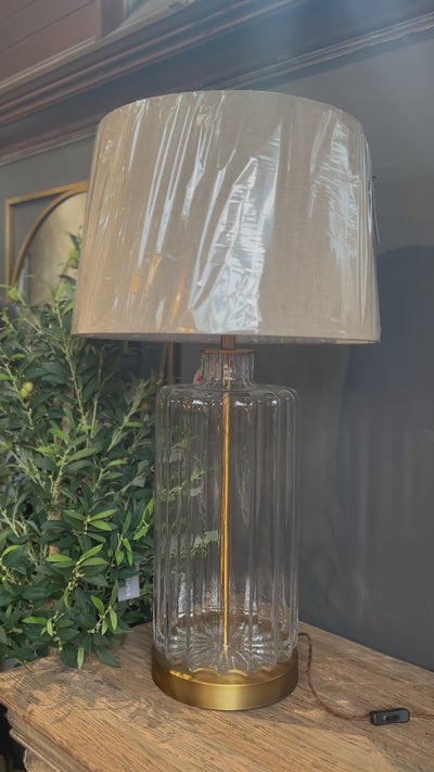 Ribbed Clear Glass Table Lamp with Shade