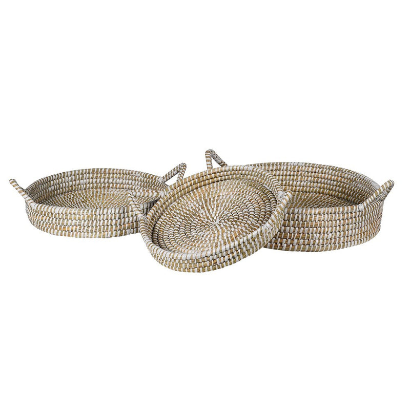 S/3 Round Seagrass Trays