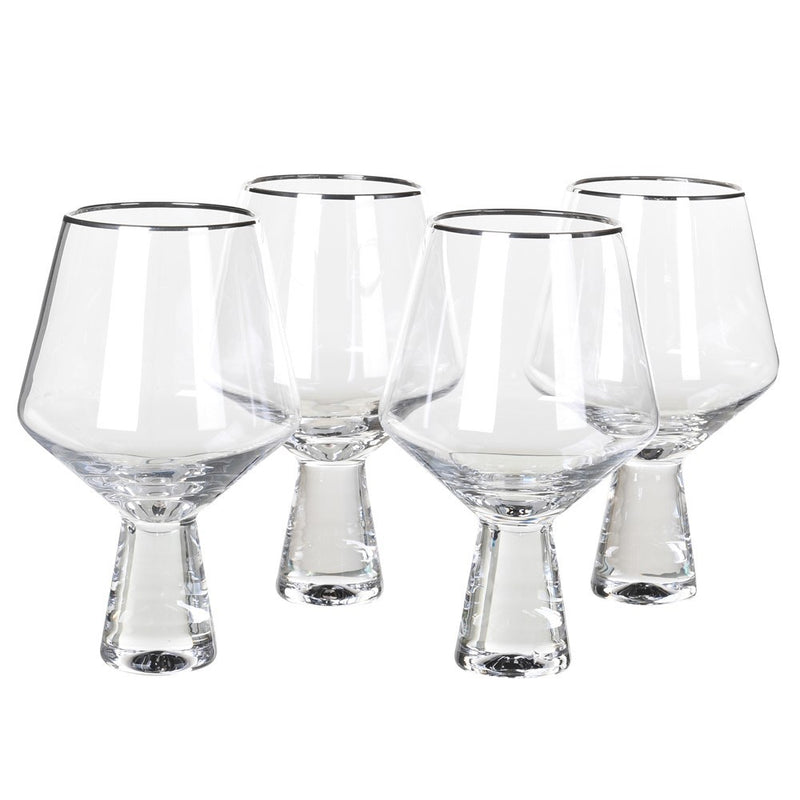 Silver Rim Wine Glass