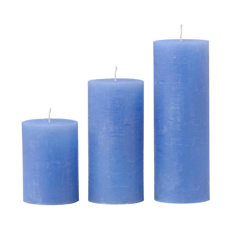 Rustic Sky Blue Pillar Candle 5x10