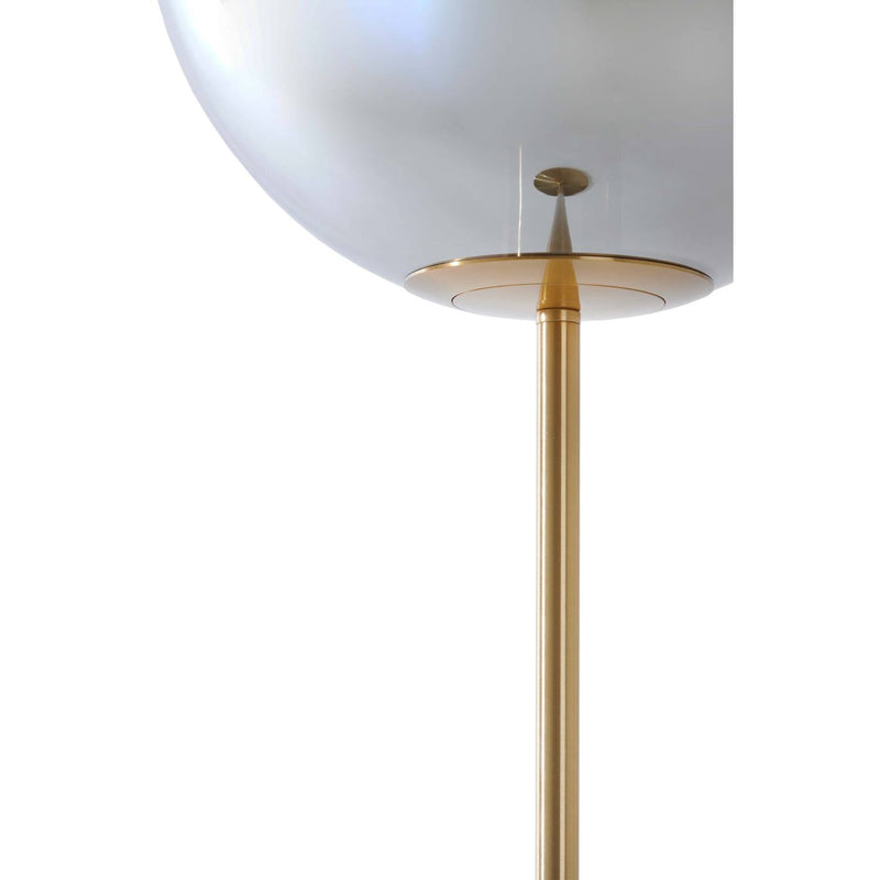 Smoked Ball Glass & Gold Floor Lamp