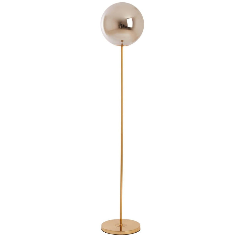 Smoked Ball Glass & Gold Floor Lamp