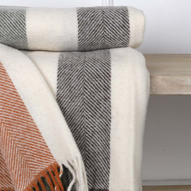 Autumn Stripe Wool Tassel Throw 130x180cm