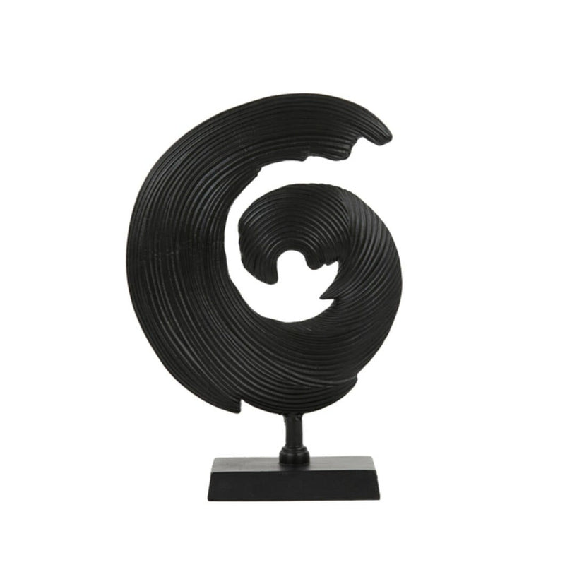 Matte Black Swirl Ornament On Stand