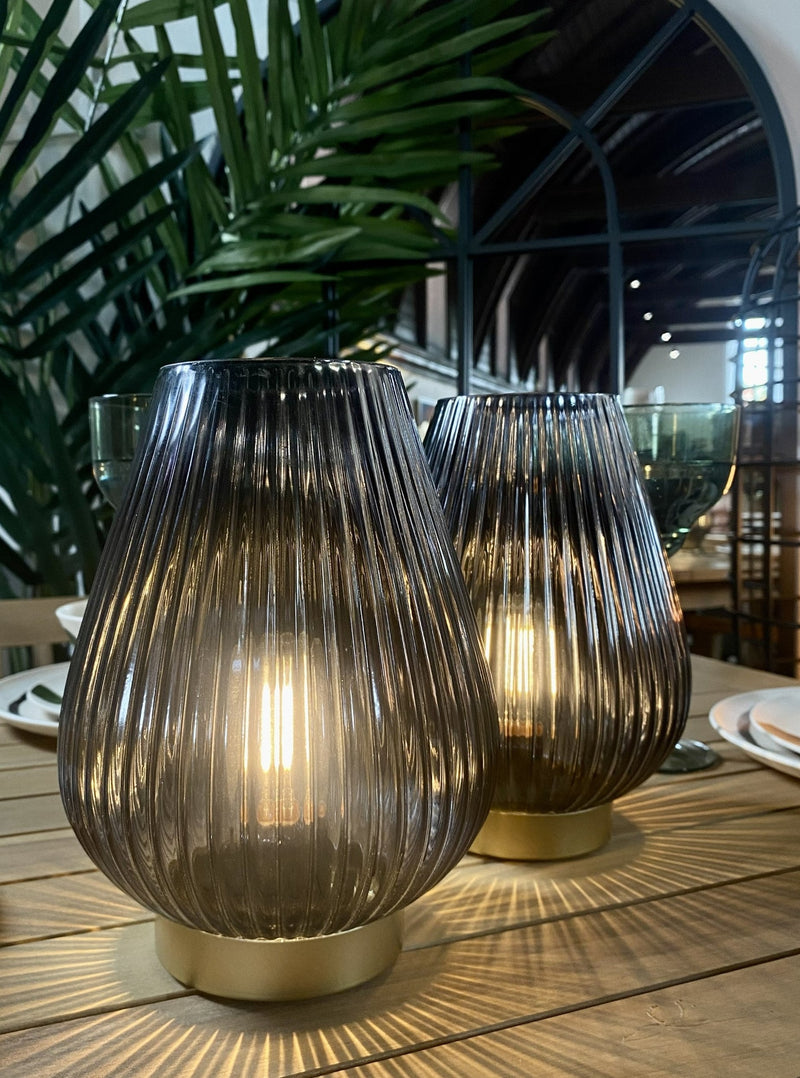 28cm LED Grey Glass Table Lamp