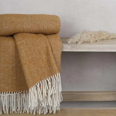 Ochre Wool Tassel Throw 130x180cm