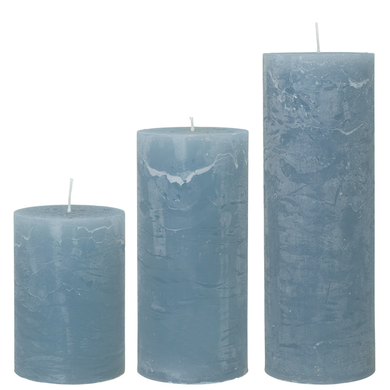 Rustic Winterblue Pillar Candle 7x10